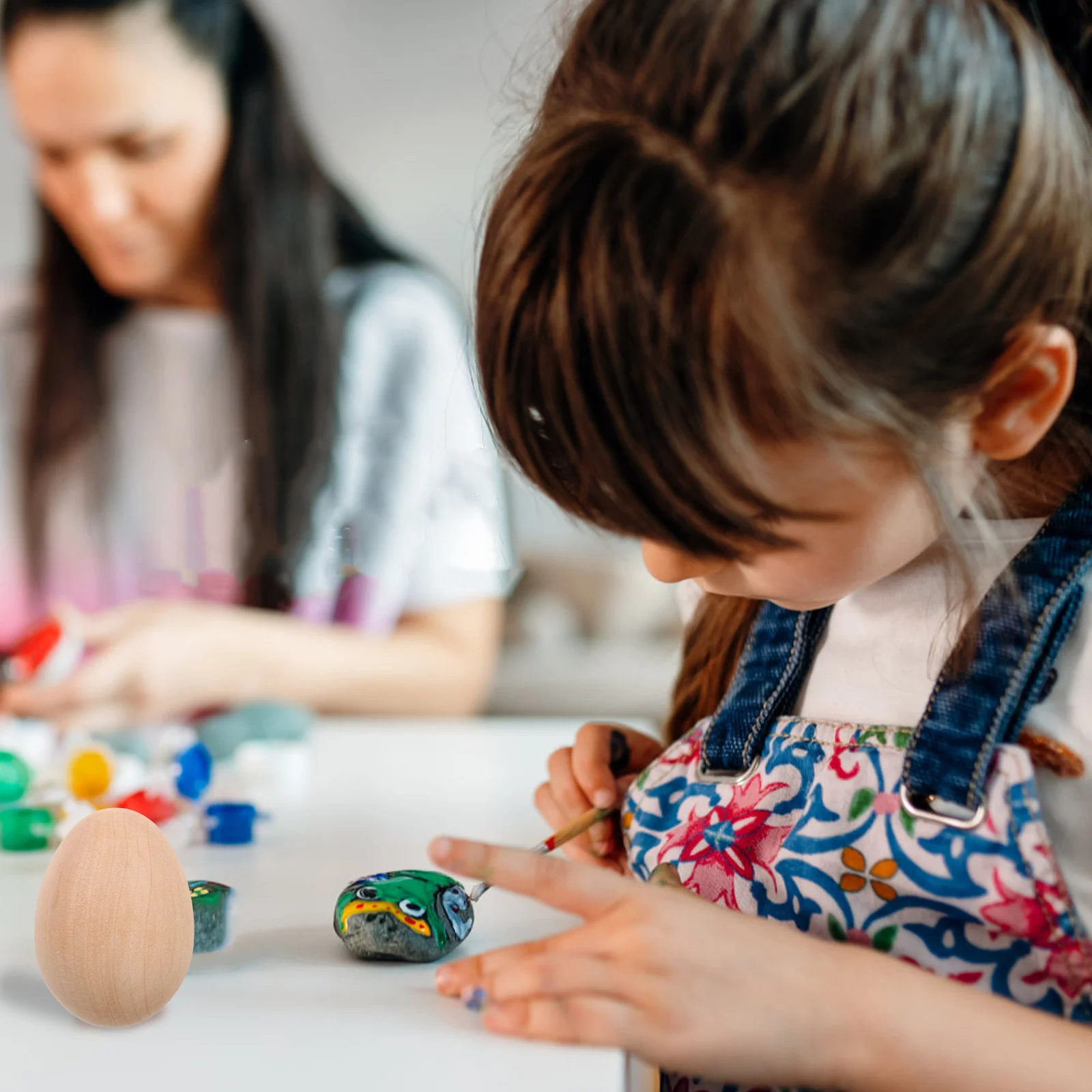 6Pcs Simulation Fake Eggs Unfinished Wood Eggs for Craft Painting DIY Wood Egg Decorations Party Supplies Art Supplies