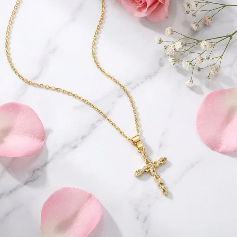 Twisted Interwoven Cross Necklace, Luxe-Inspired Statement Collarbone Chain for Everyday and Date Night Styling