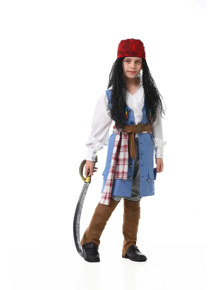 Unisex Retro Piraten-Cosplay-Outfit Blaue Weste Halloween Karneval Familien-Paar Kostüm Bühnenkostüm 2026 – Detail 28