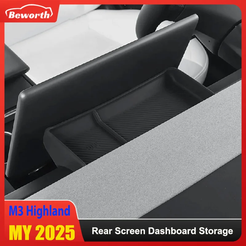 Für Tesla Model Y Juniper 2025 Launch Model 3 Highland Dashboard Ablagefach Silikon Mittelkonsole Bildschirm Hinten Telefon ETC Box