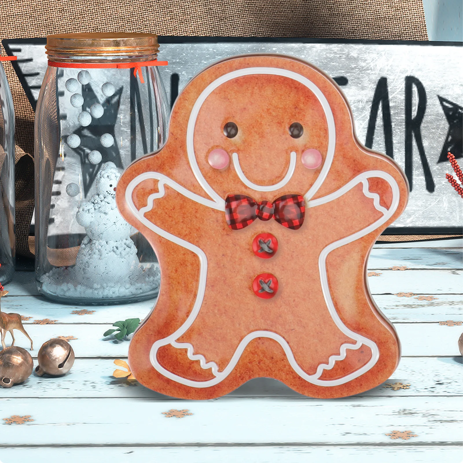 

4Pcs Christmas Tinplate Candy Storage Box Gift Case Reusable Candy Holder Decorative Treat Container Tinplate Box