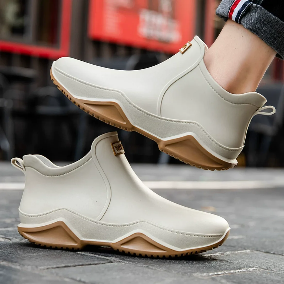 Unisex Ankle Short Rain Boots Anti Slip Waterproof Rubber Work Boots Suitable For Summer Winter Rainy Snowy Days
