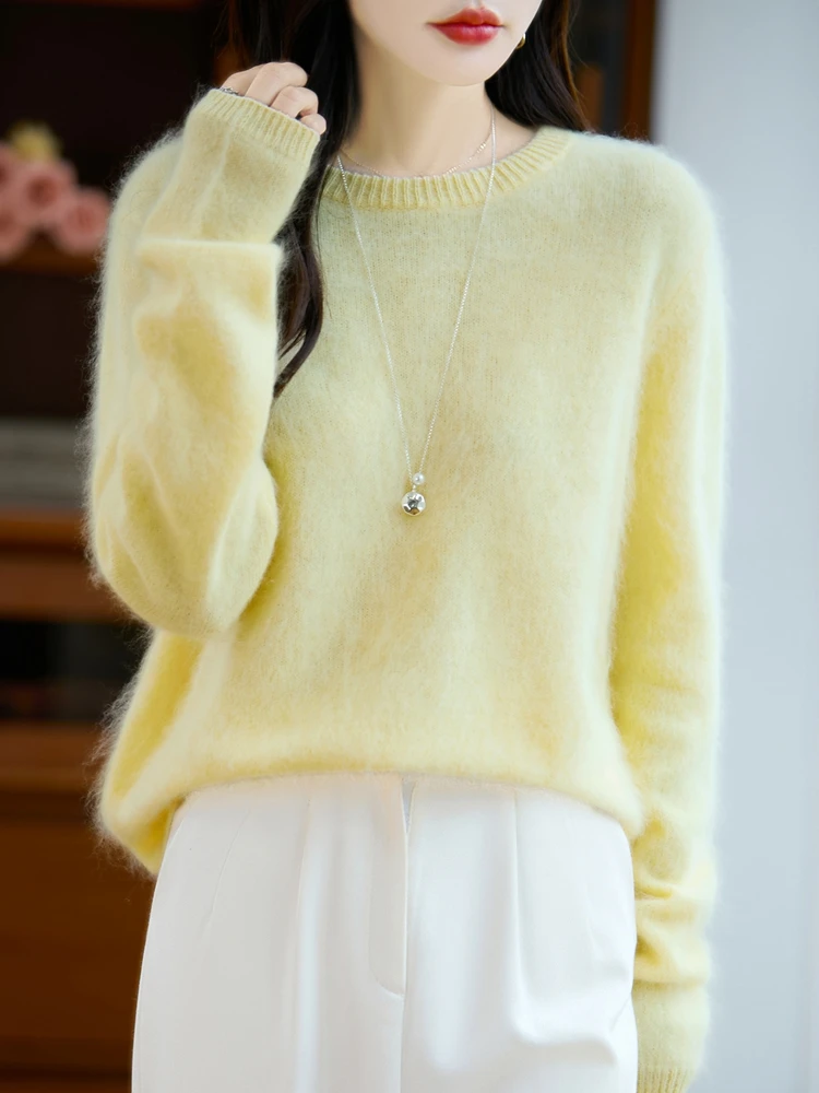 High Quality 100% Merino Wool Women Sweater Autumn Winter Female Elegant Knitwear Pullover Luxury Long Sleeve O-Neck Clothes Top