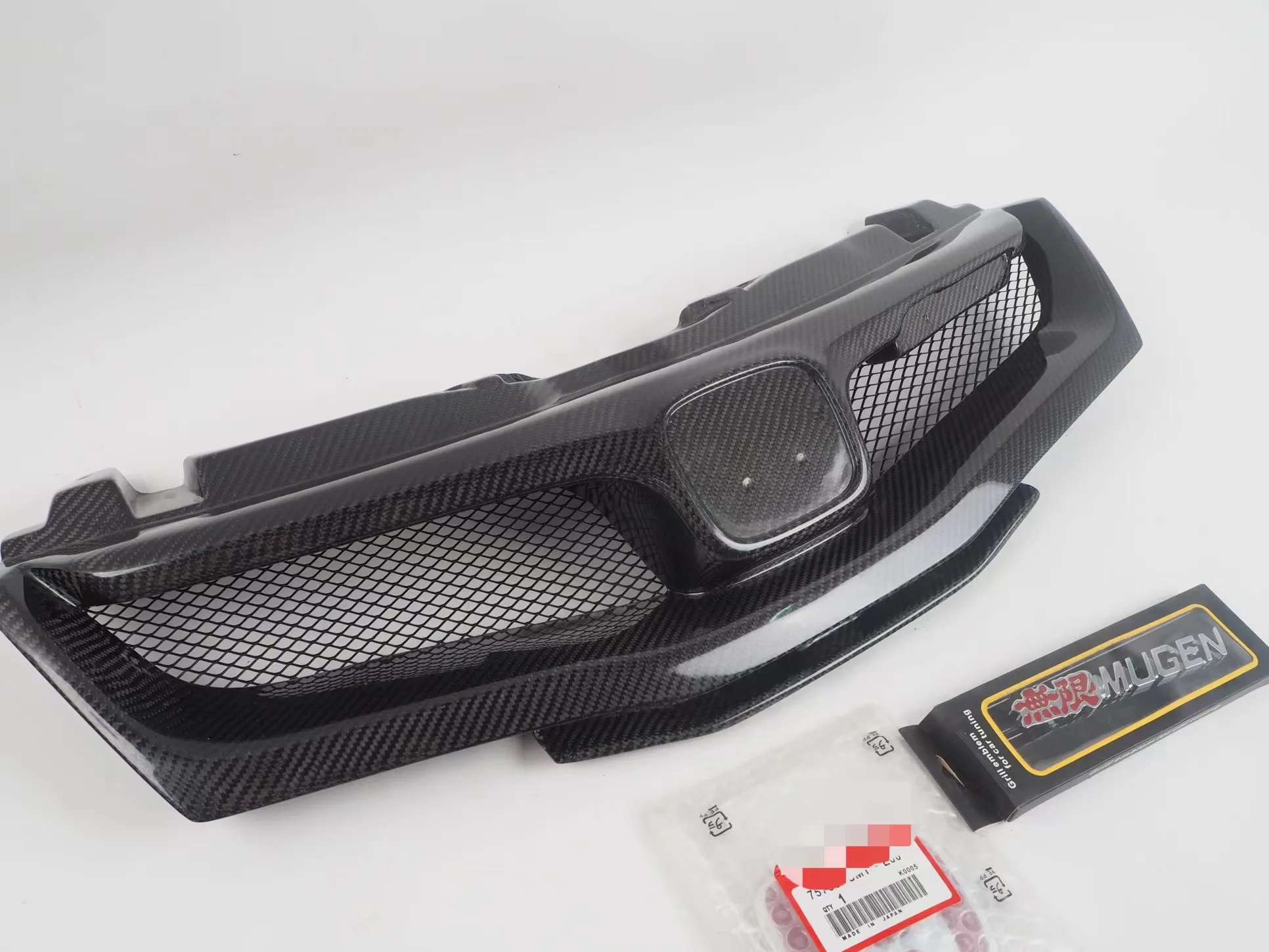 TOP FN2 Carbon fiber Or FRP Front car racing Grille For Honda Civic Type R FN2 F With H-logo &Mugen