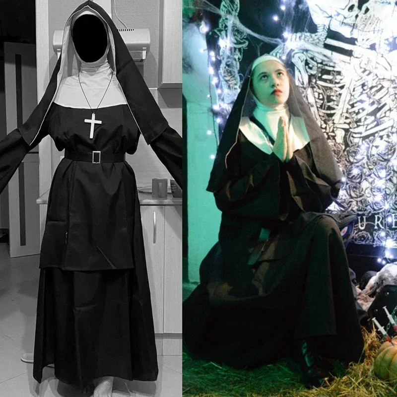 

2025 aaa Nun Halloween costume for women dress scary cosplay Mary priest dresses