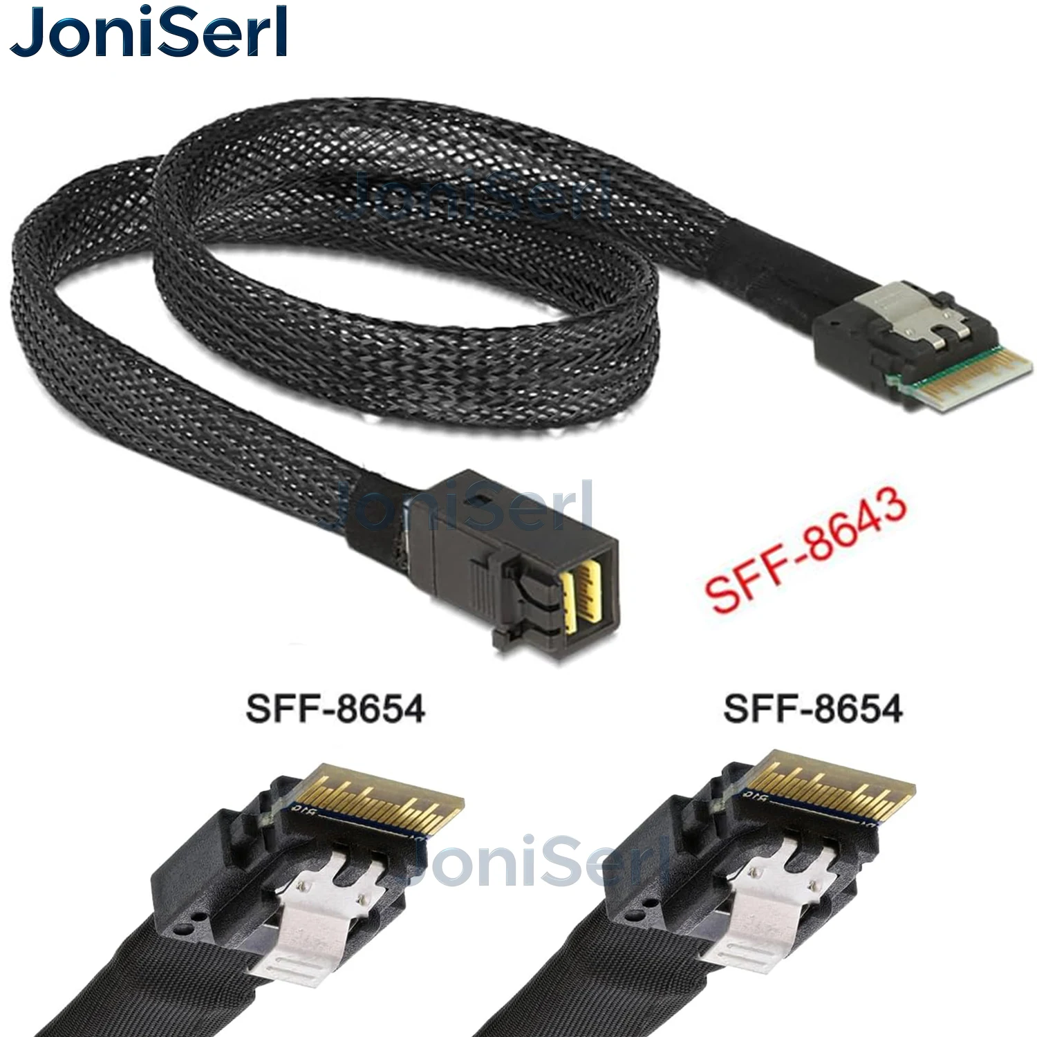 SFF-8654 Male/SFF-8643 PCI-E Slimline S*A*S 4.0 SFF-8654 4i 38 Pin Host to SFF-8654 Slim S*A*S Target Cable