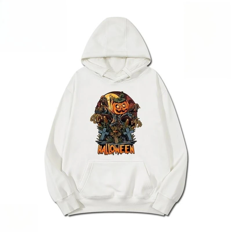 هالوين الجمجمة شيطان اليقطين سترة كبيرة الحجم الرجال والنساء شخصية ارتداء الخريف والشتاء زوجين الدافئة مريحة هوديي