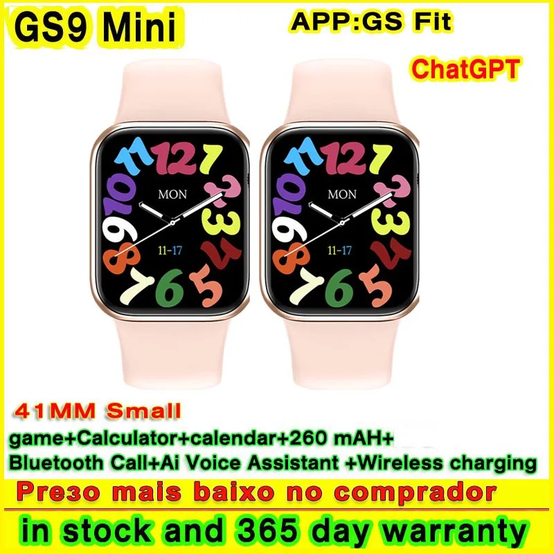 GS9 Mini Smart Watch ChatGPT Women 1.77 inch 41MM Small Bluetooth Call Voice Assistant IP67 Waterproof Sport Smartwatch Lady