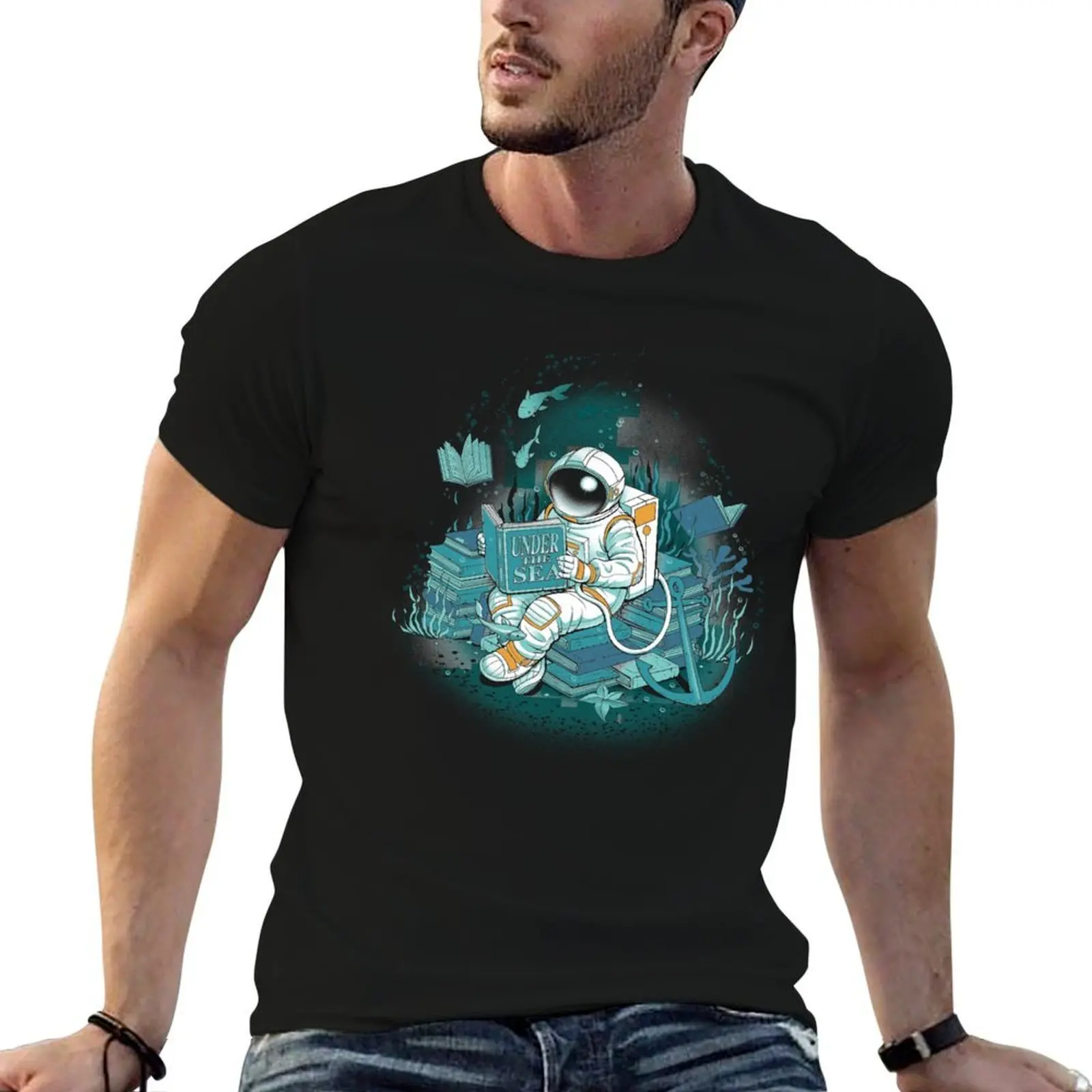A reader lives a thousand lives - Cosmonaut Under The Sea T-Shirt printed t shirts for man funny t shirts dark humor T-Shirt