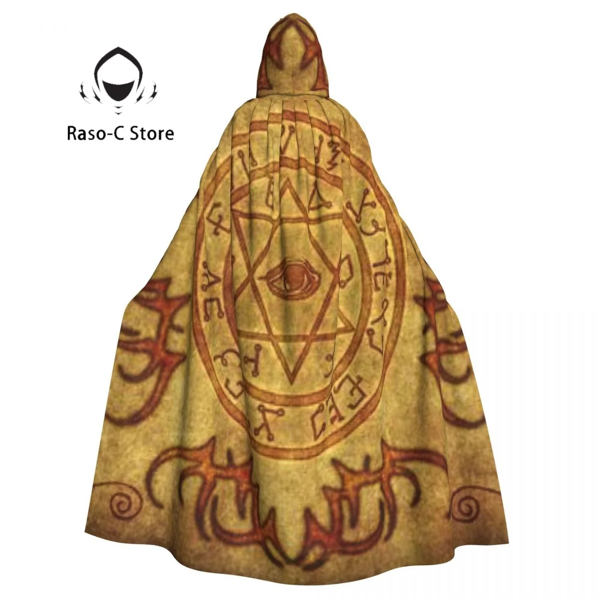 Unisex Adult Ancient Mystic Magikal Sigil Cloak with Hood Long Witch Costume Cosplay