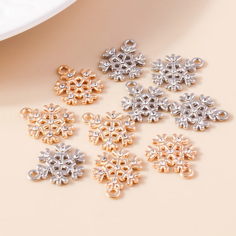 20 Stück 14 x 18 mm niedliche Legierung Weihnachten Schneeflocke Charms Anhänger für Schmuckherstellung Ohrringe Halsketten Armbänder DIY Bastelbedarf – Detail 7
