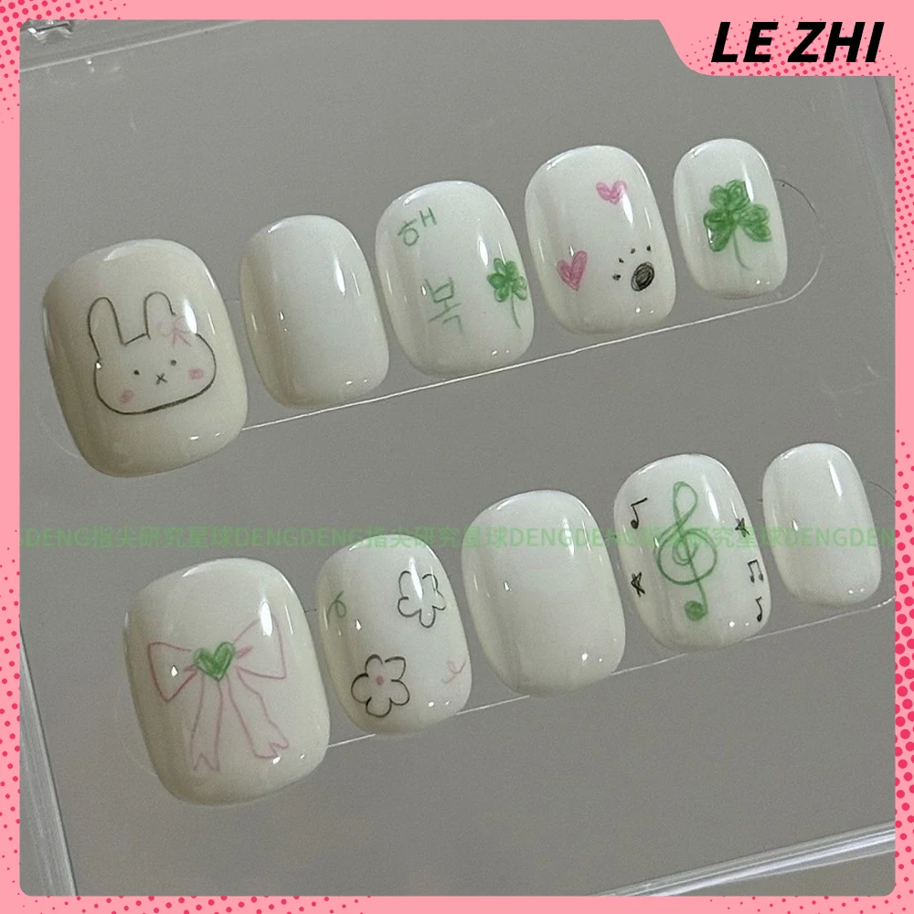 Y2K الكرتون القط الدب أرنب قصيرة اليدوية مسمار حزب ملصق ثلاثية الأبعاد الماس Bowknot أربع أوراق البرسيم الفطر يمكن ارتداؤها وهمية مسمار