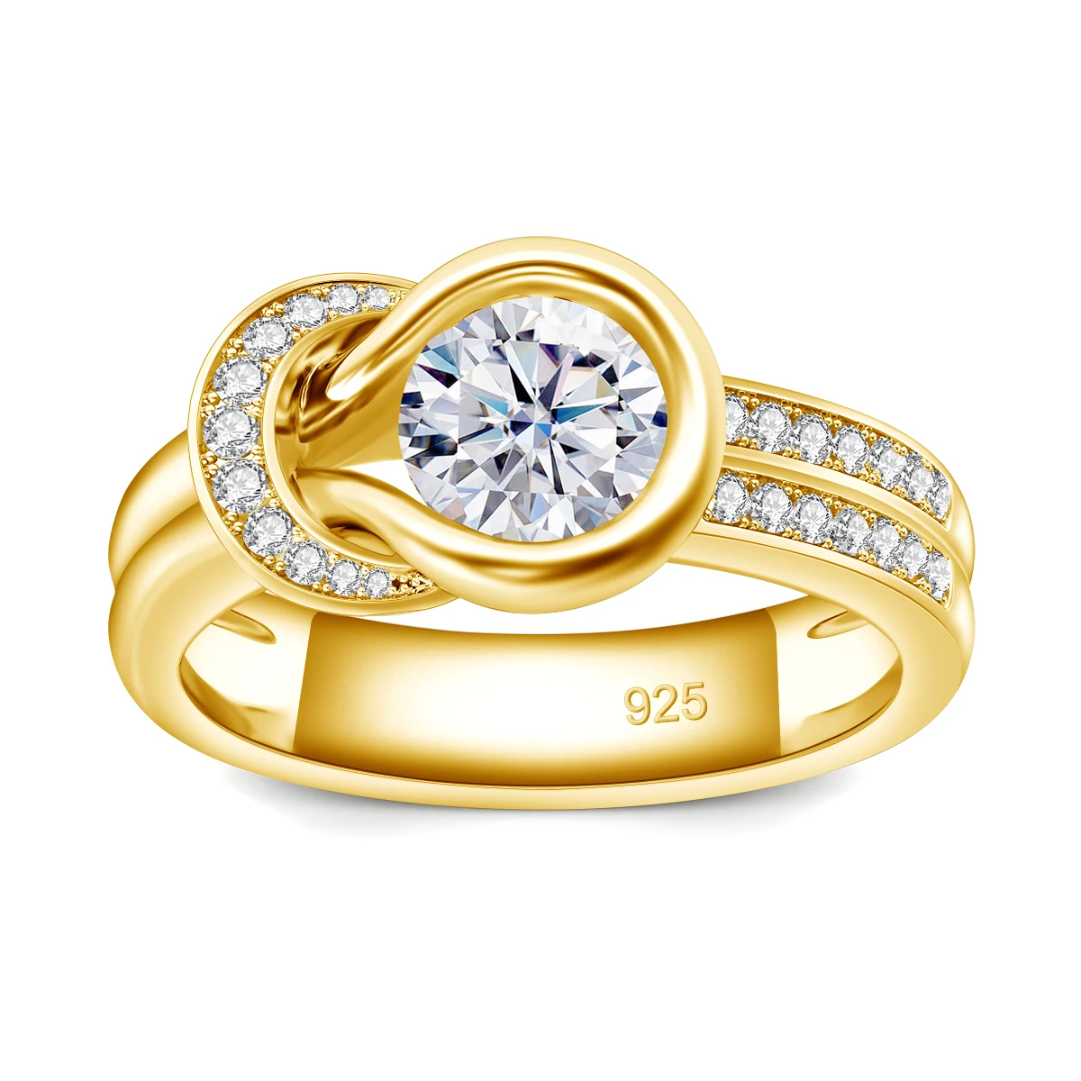 Mit Zertifikat Schleifenknoten Moissanit-Ring für Damen Hochzeitsband 7mm 1,2ct Verlobungsschmuck Luxusmarke Brautgeschenk Trendig – Detail 2