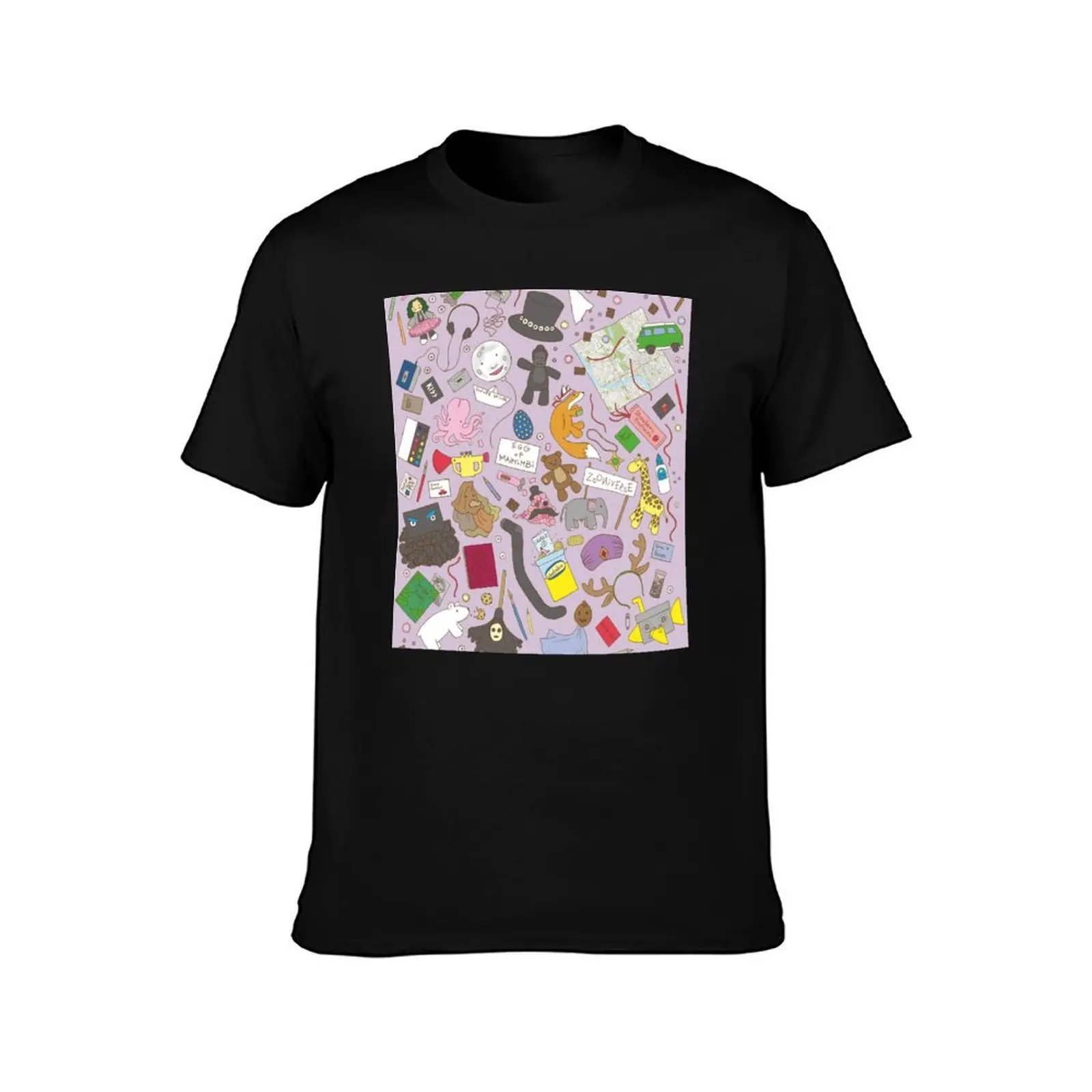 Boosh pattern purple T-Shirt Minimalist Plain Crew Neck T-Shirt
