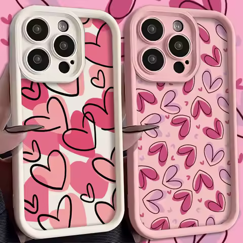 New Silicone Case For Samsung Galaxy A05 A05S A54 A34 A24 A14 A53 A33 A23 A52 A52S A32 A22 A12 A71 A51 A50 Cute Pink Love Heart