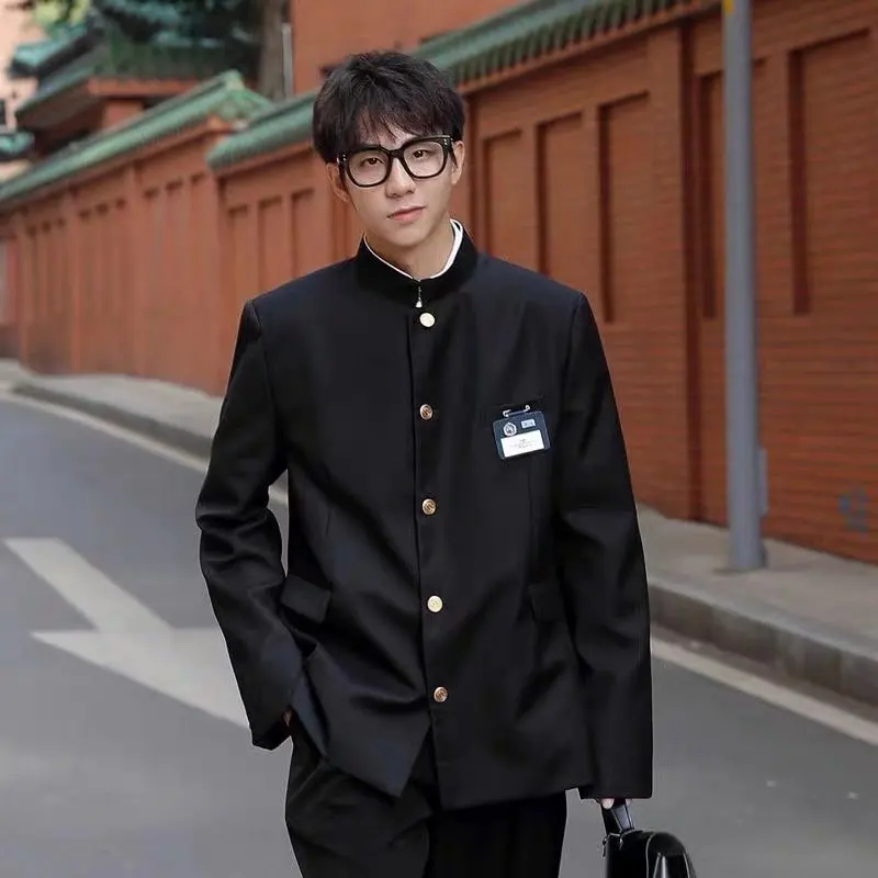 Dk Uniform Suit Men School Uniforms Black Jacket Top Japanese School Jacket Spring Summer New Coat Male Streetwear Mao Suit