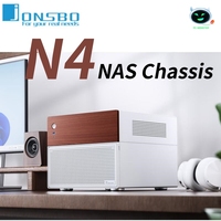 JONSBO N4 Black NAS Case Chassis PC Case M-ATX Motherboard SFX Power Slot 8 Hard Drive Slots 120mmx1 Fan Walnut Decorative Panel