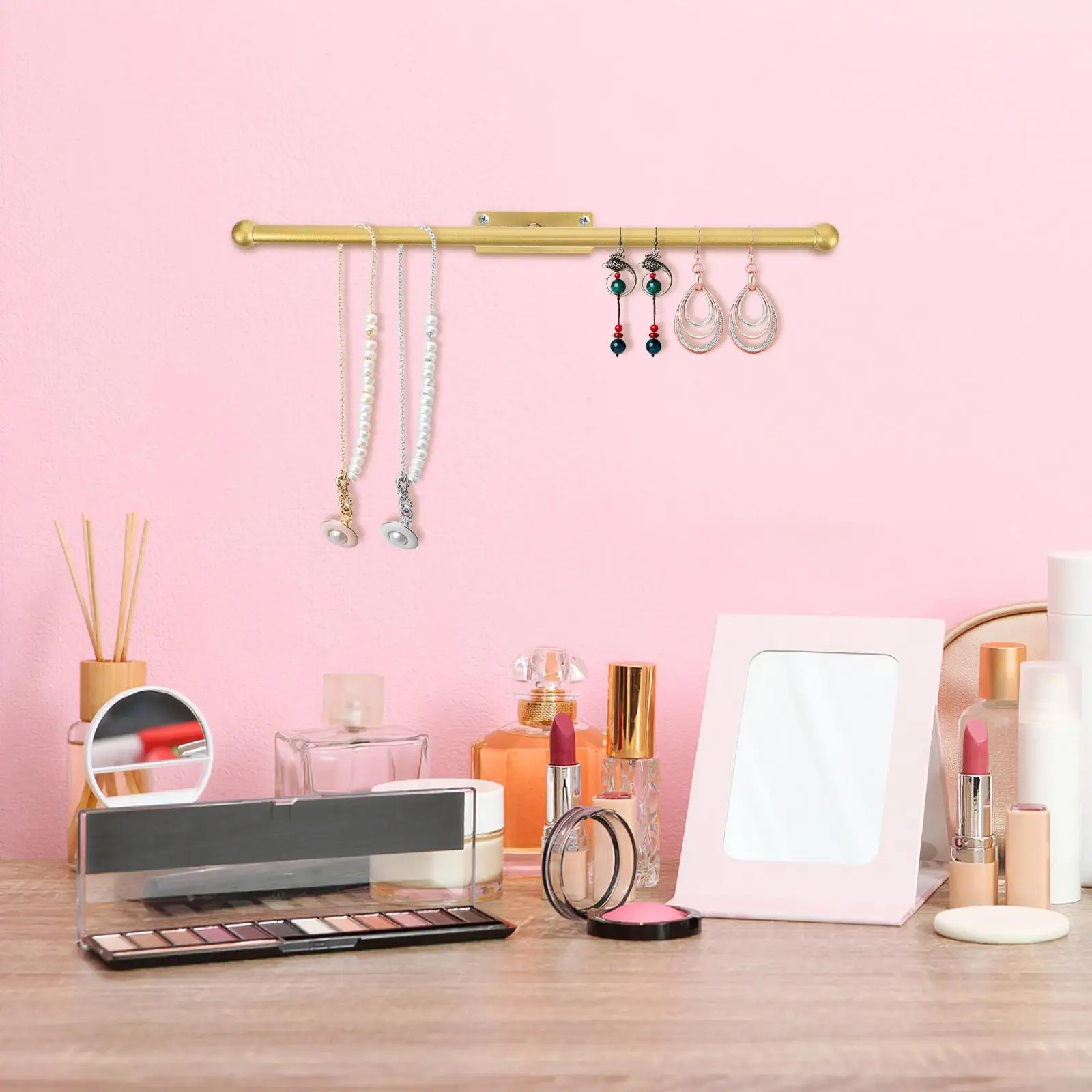 

Wall Mounted Jewelry Organizer Necklace Storage Rack Earring Display Holder Racks Iron Material Multifunctional for Necklaces