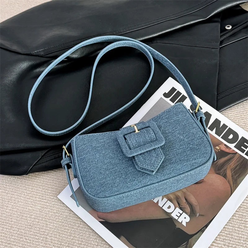 

Luxury Designer Jeans Bags Women Vintage Denim Sling Underarm Shopper Bag 2025 Ladies Brand Shoulder Crossbody Bag Femme Bags