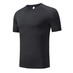 Comfortable Gym Shirts Men Silk Nylon Running Workout Training Outdoor Quick Drying Tee Sports Bodybuilding Short Sleeves