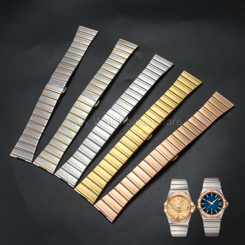 For Omega Constellation Double Eagle Stainless Steel Watchband Butterfly Buckle 316L Material Scratch Resistant Brushed Texture