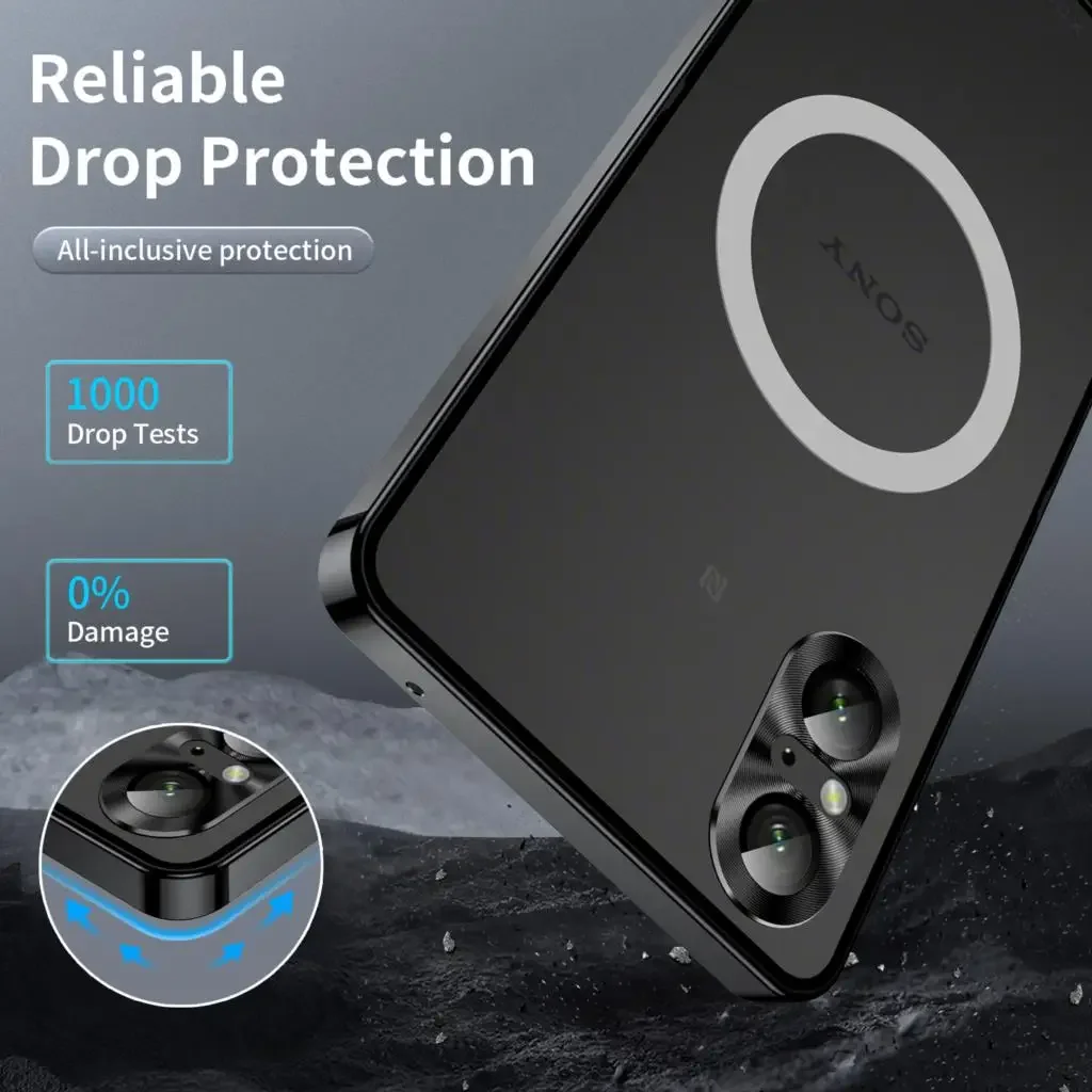 

Magnetic Magsafe Case For Sony Xperia 5 V Aluminum Alloy Bumper Back Metal Case Cover Xperia 1 V/Xperia 5 V Camera Len Protect