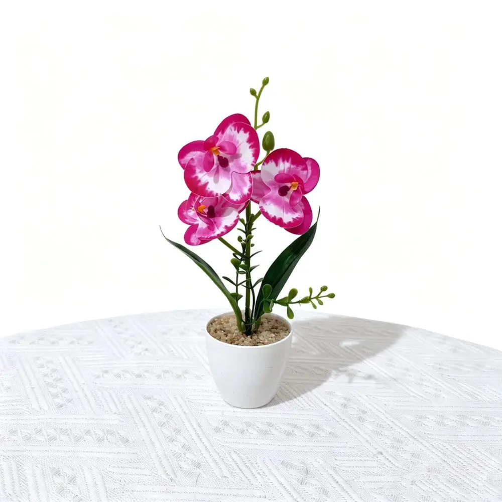 Simulation Phalaenopsis Potted Flower Realistic PVC Fake Orchid For Indoor Living Room Desk Home Table Decoration Gift
