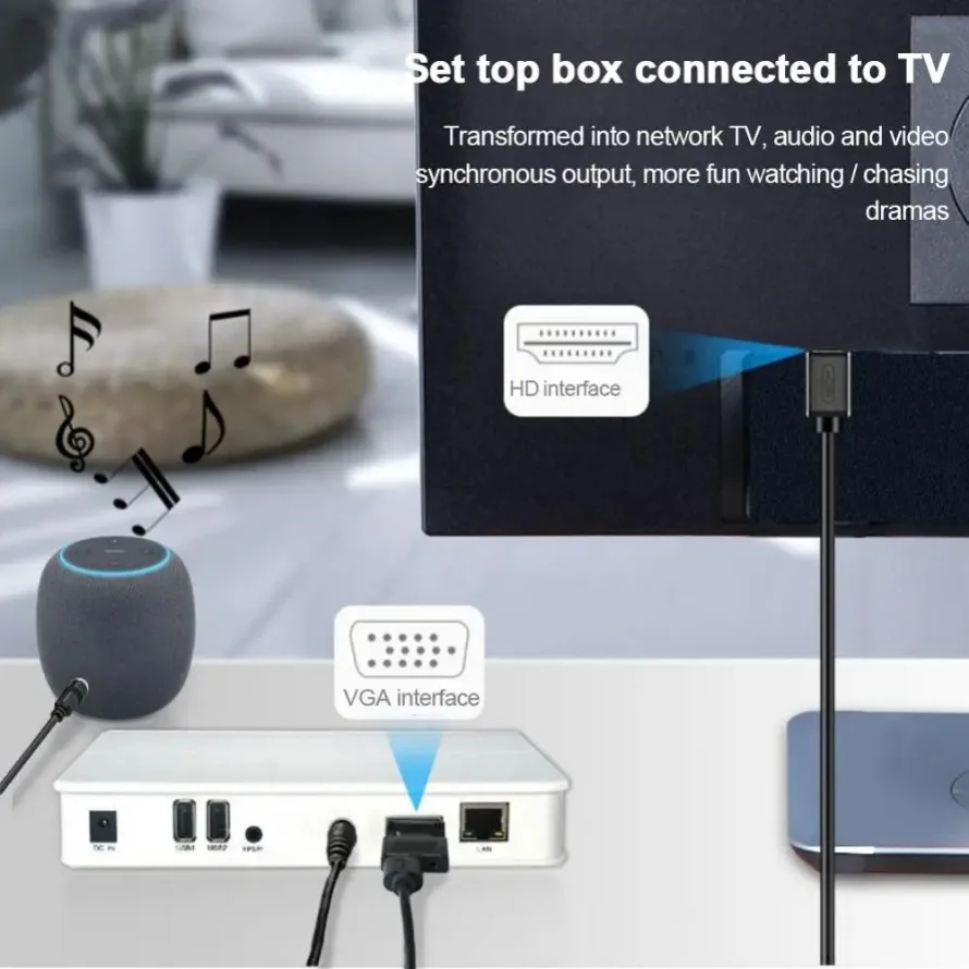 VGA-HDMI 호환 변환기 1080P 남성-여성 오디오 VGA-HDMI 호환 어댑터, PC 노트북 HD TV 프로젝터 썸네일 6