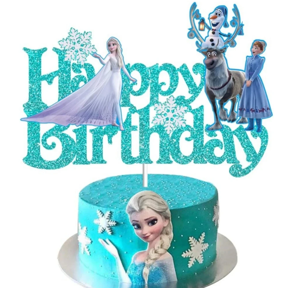 Disney Frozen Princess Elsa Party Decorations Favors Cake Topper Slap Bracelet Sticker Cartoon Seal Birthday for Girls Gifts Toy