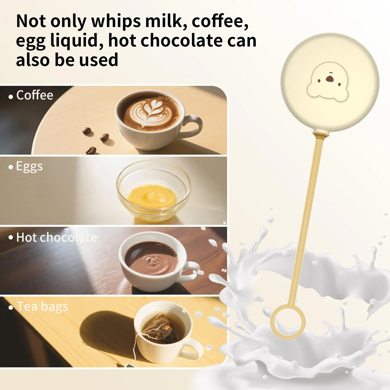 

Electric Frother Wand Portable Electric Coffee Whisk Drink Mixer Low-Noise Automatic Milk Frother for Egg Matcha Cappuccino Hot