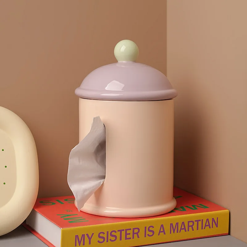 

Bohanme Creative Dopamine Ceramic Tissue Box Home Decor Living Room Coffee Table Soft Furnishing Ornament