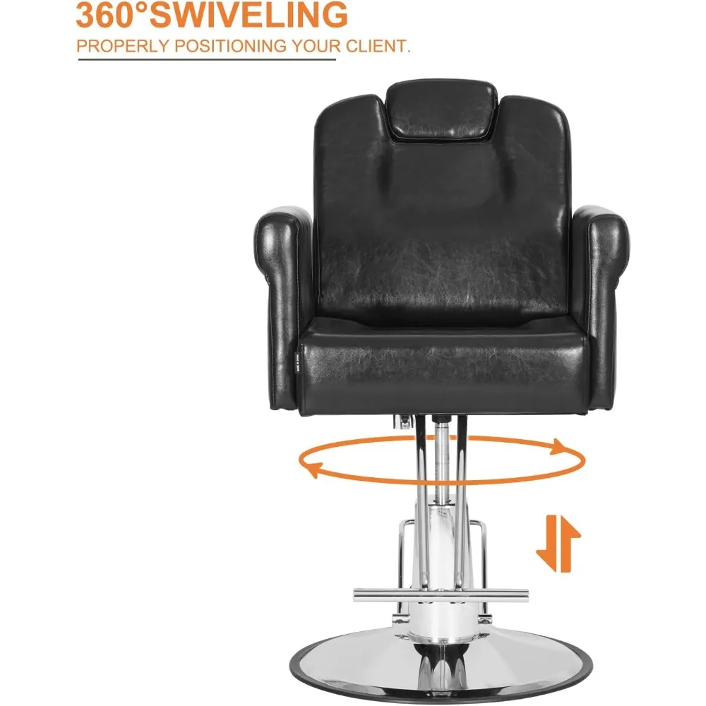 Salon Chair Hair Spa Chair with Hydraulic Pump, Removable Headrest, Adjustable Height 360 Degrees Swivel for Hair Salon