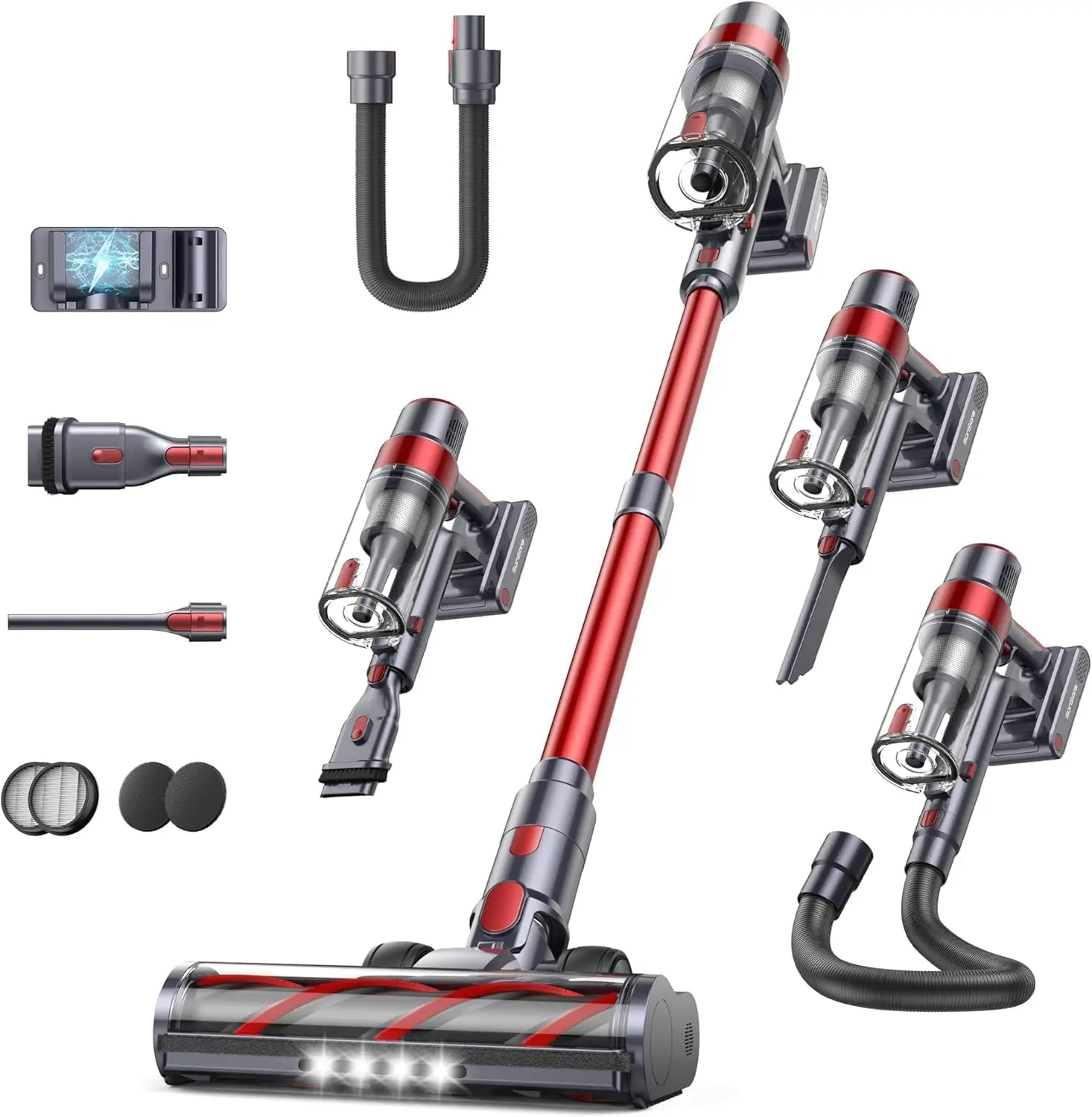 Cordless Stick Vacuum Cleaner, 600W Motor, 50KPa Suction, 65 Min Runtime, Wall Mount Charging for Home Pet Hair Carpet Floor