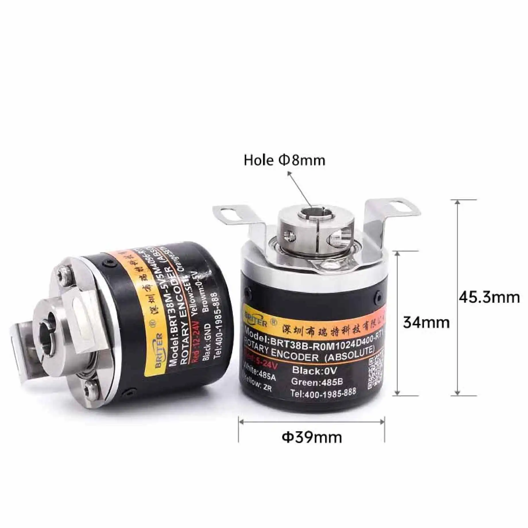 8mm Hollow Shaft Magnetic Single-Turn Absolute Encoder Multi-Interface(CAN/SSI/Analog) Angle Speed Sensor