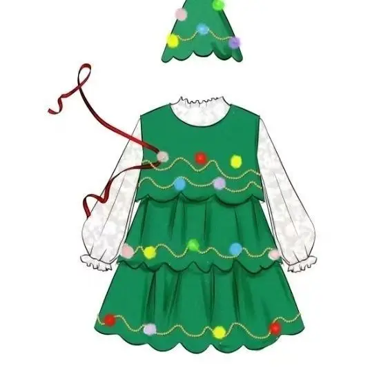 Weihnachts-Cosplay-Kostüm-Set für Erwachsene und Kinder, grünes Weihnachtsbaum-Outfit, niedlich, festlich, Urlaub, Party, Familie, passende Kleidung