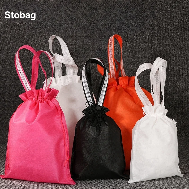 

StoBag 20pcs Non-woven Dustproof Drawstring Bags Tote Clothing Shoe Packaging Storage Reusable Travel Organizer Pouch Portable