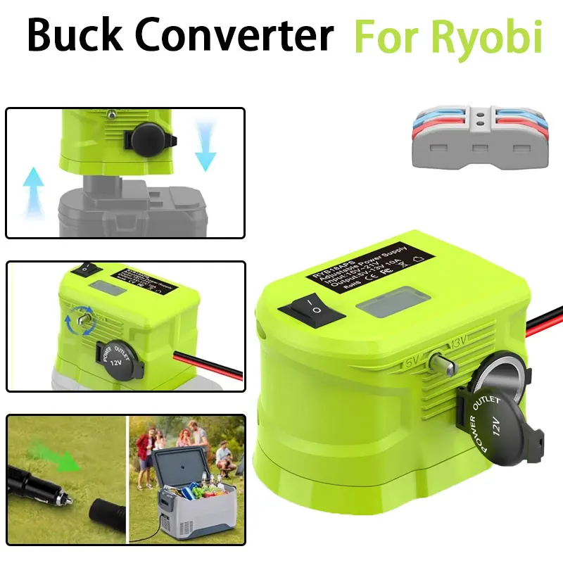 18V To12V Step Down Converter For Ryobi18V Li-ion Battery Power Wheel Adapter Voltage Reducer Transformer with Cigarette Lighter
