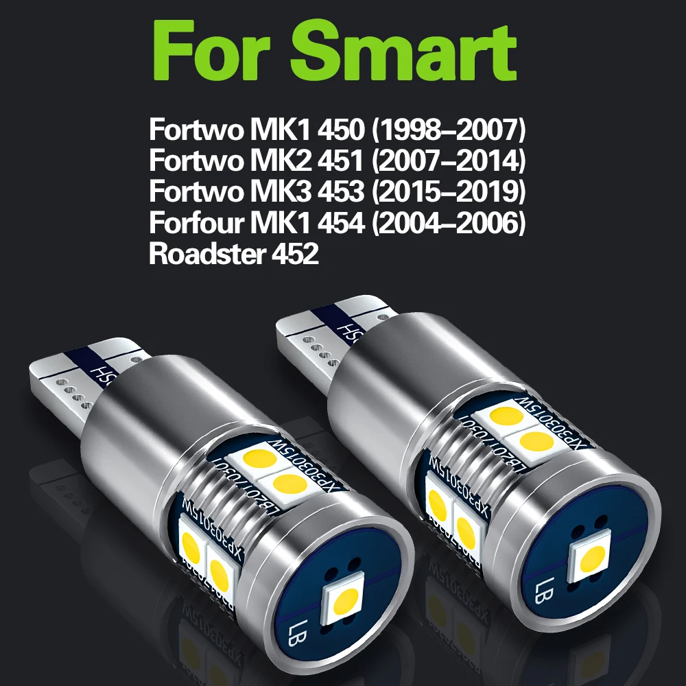 2pcs LED Clearance Light Parking Bulb Lamp W5W T10 194 Canbus For Smart Fortwo MK1 450 MK2 451 MK3 453 Forfour 454 Roadster 452