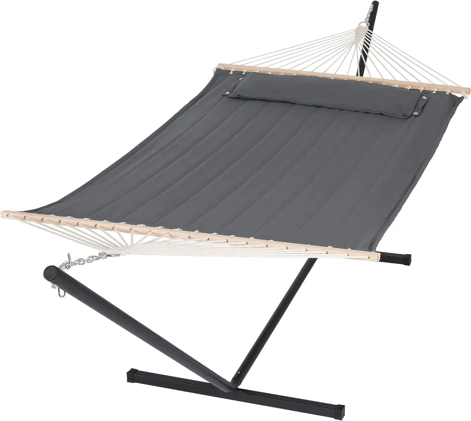 

2 Person Camping Hammock Quilted Double Fabric Hammock With Detachable Pillow
