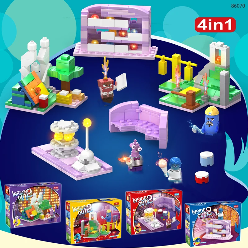 2024 Brainstorm Team 2 Inside Out Building Blocks, Assembling Toys, Doll Models, Handmade Boys' Toys