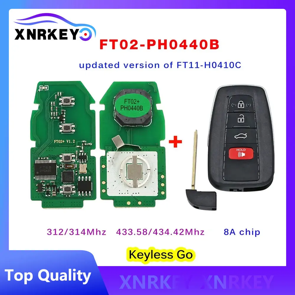 

Lonsdor FT02 PH0440B Update Version of FT11-H0410C 312/314/433.58/434.42Mhz For Toyota RAV4 Avalon Frequency Switchable 8A Chip