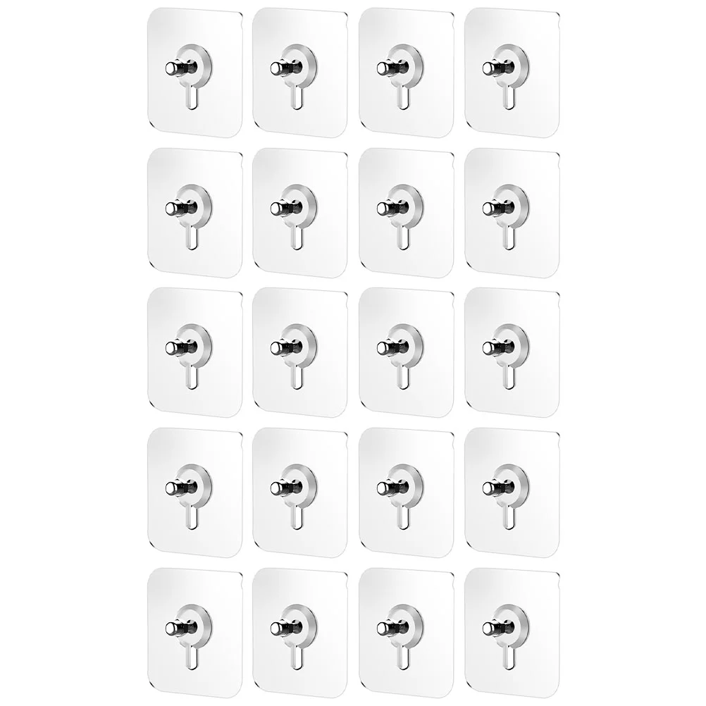 

20 Pcs No Trace Screw Sticker Non-Trace Hook Adhesive Hooks Wall Hangers Stud Acrylic Photo Frame