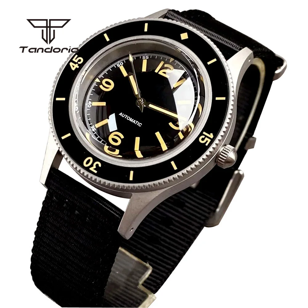 Tandorio Domed Sapphire Crystal NH35 Vintage 40mm Automatic Watch for Men Luminous 120 Clicks Bezel 20atm Mechanical Wristwatch