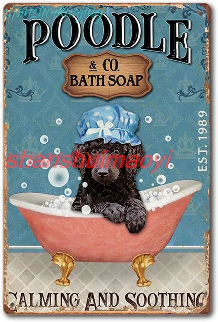 DPHGQGK Gift for Poodle Lovers Custom Year Poster Poodle Dog Company Poster Wall Art for Coffee Shop Bathroom Home Decor Re sign