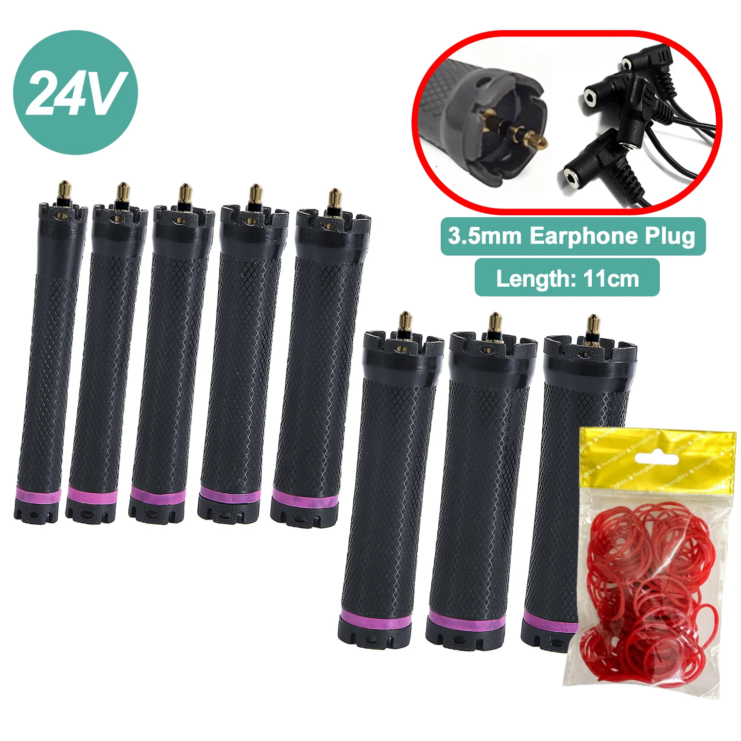 10pcs/set 24V Universal 3.5mm Earphone Jack Digital Perm Rods Ceramic Heated Curlers Irons Bars Rollers Styling Accessories 1919