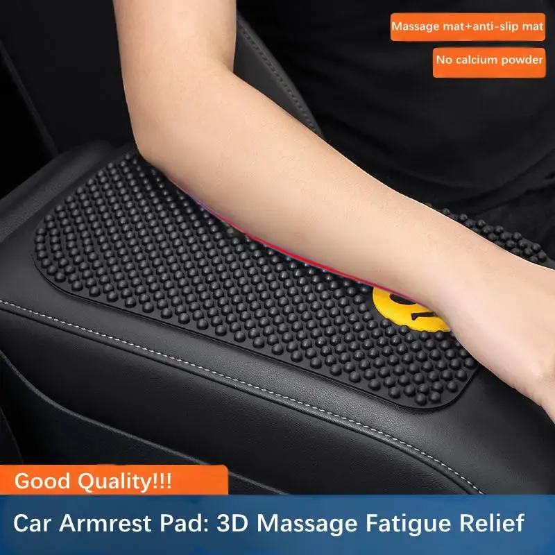 

3D Massage Car Center Console Armrest Protector Non-slip Car Center Console Armrest Cover Fatigue Relief Armrest Box Pad Black