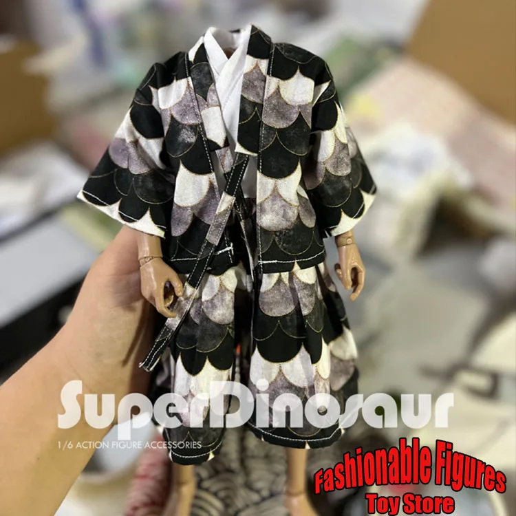 1/6 الرجال كيمونو اليابانية التقليدية طباعة كيمونو سترة قميص Harajuku الساموراي النينجا تأثيري البدلة لشخصية العمل 12 بوصة