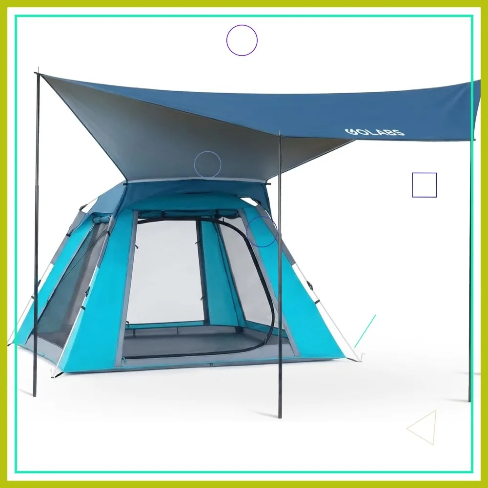 

3 Person Camping Tent with 9.5x8.5 ft Canopy, Quick Setup, Waterproof, Mesh Ventilation, Portable with Carry Bag