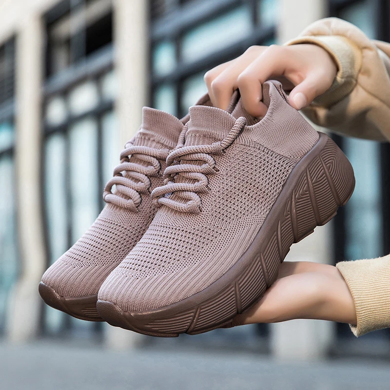 

Unisex Lightweight Thick-Soled Height-Increasing Shoes, New Spring and Summer Mesh Breathable Sock Shoes, Sports and Casual Shoes