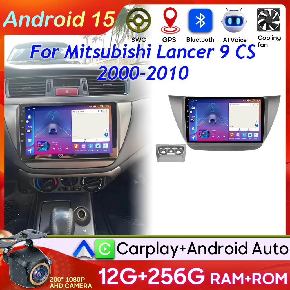 Carplay For Mitsubishi Lancer 9 CS 2000-2010 Android 15 Video Car Radio Car Monitor GPS Navigation Screen DVD 5G Wifi DSP Screen